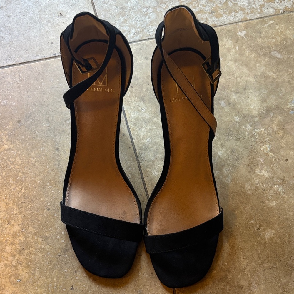 Material Girl Black Ankle Strap Heels